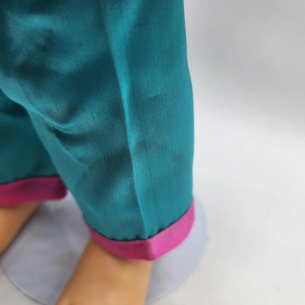 Vintage Chinese Ruby Doll Turquoise Satin Brocade Outfit Passport and Stand